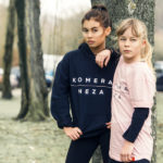 kids black hoodie with white komera neza print logo