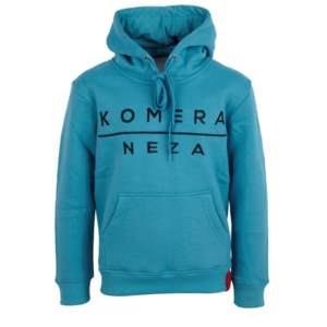 turkish blue hoodie with black embroidered komera neza logo